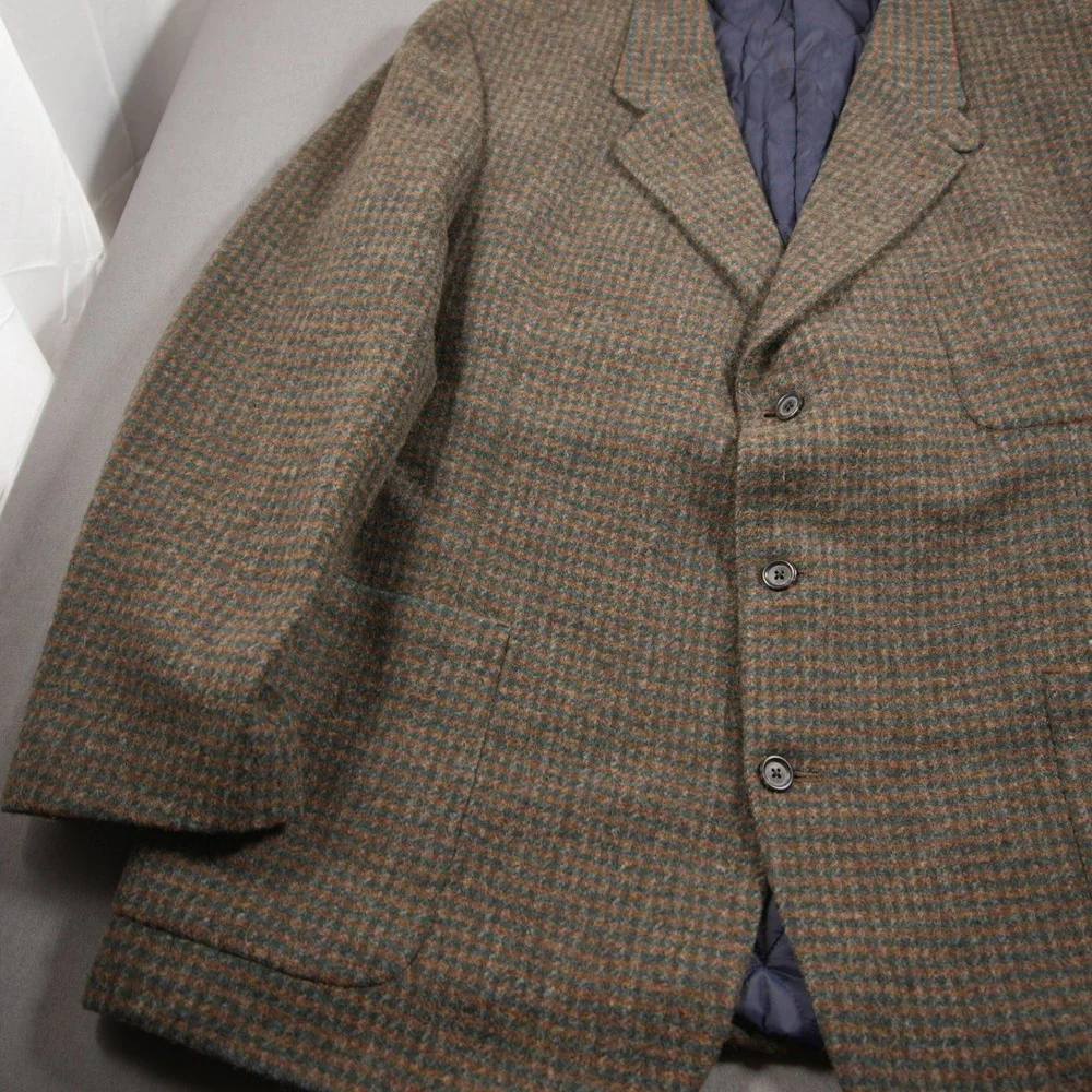 Vintage USA LL Bean Thinsulate Wool Nylon Micro Check Men Blazer XLT University